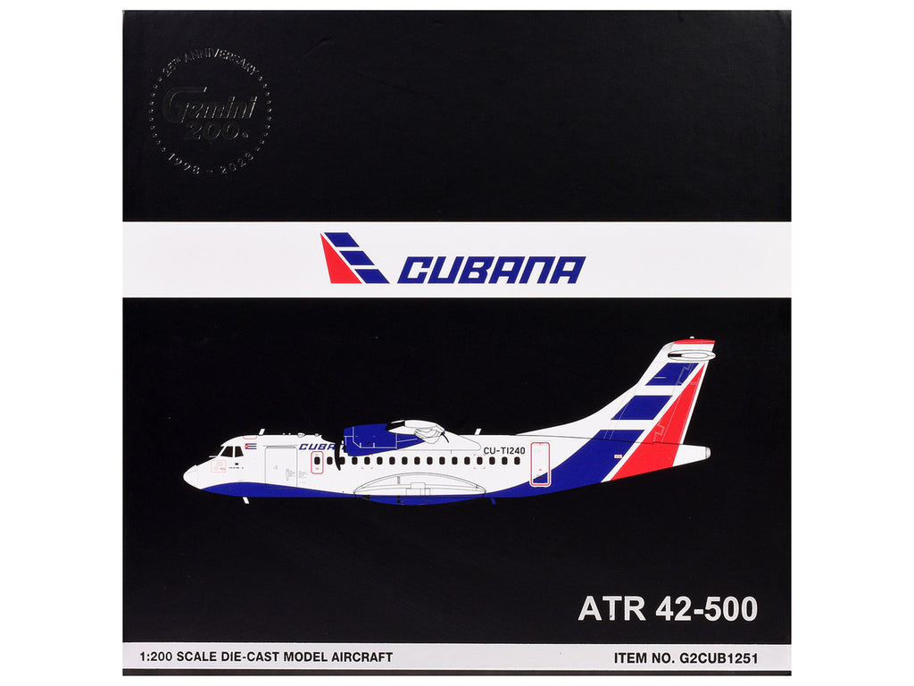 ATR 42-500 Commercial Aircraft "Cubana" (CU-T1240) White with Blue and Red Tail "Gemini 200" Series 1/200 Diecast Model Airplane by GeminiJets-1