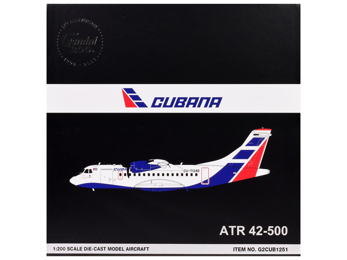 ATR 42-500 Commercial Aircraft "Cubana" (CU-T1240) White with Blue and Red Tail "Gemini 200" Series 1/200 Diecast Model Airplane by GeminiJets-1