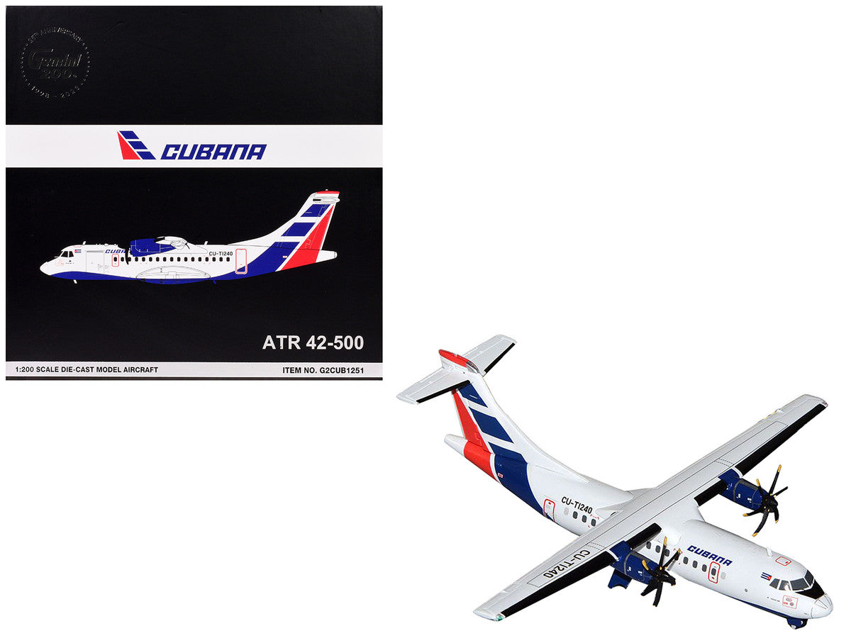 ATR 42-500 Commercial Aircraft "Cubana" (CU-T1240) White with Blue and Red Tail "Gemini 200" Series 1/200 Diecast Model Airplane by GeminiJets-2