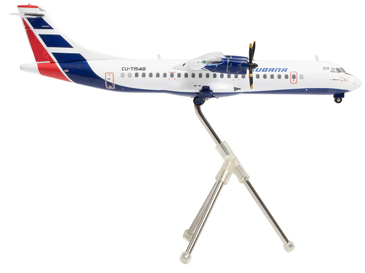 ATR 72-200 Commercial Aircraft "Cubana de Aviacion" (CU-T1548) White with Red and Blue Tail "Gemini 200" Series 1/200 Diecast Model Airplane by GeminiJets-1