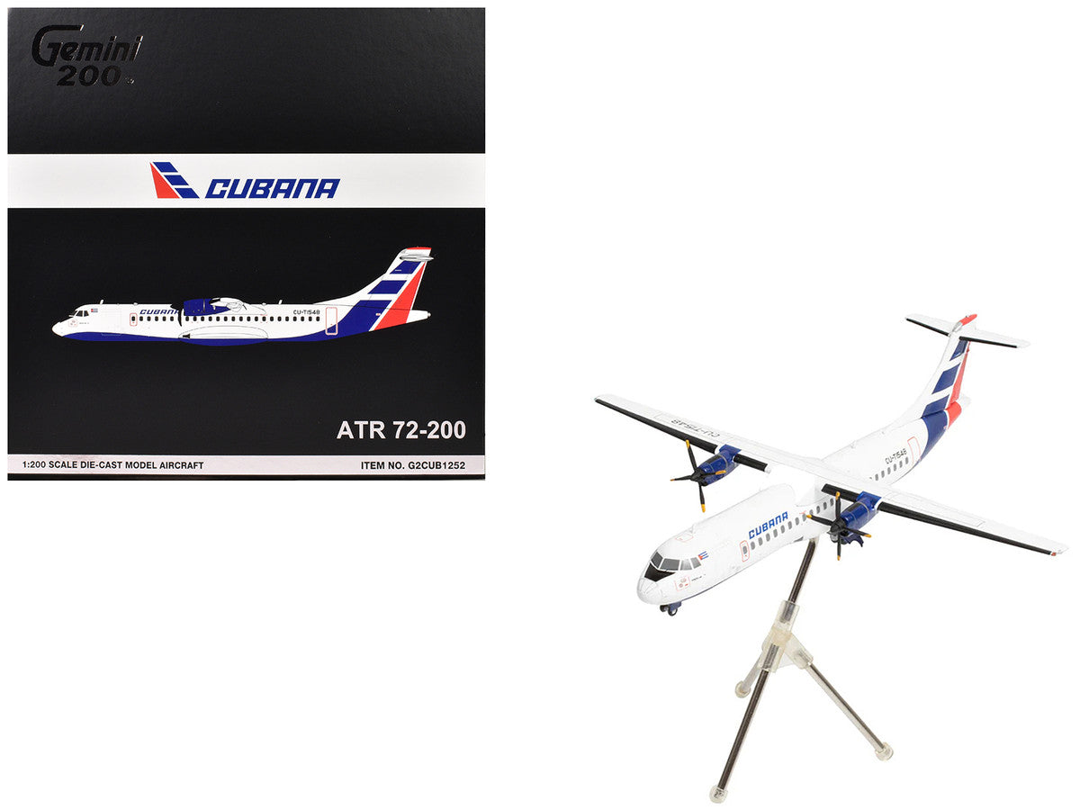 ATR 72-200 Commercial Aircraft "Cubana de Aviacion" (CU-T1548) White with Red and Blue Tail "Gemini 200" Series 1/200 Diecast Model Airplane by GeminiJets-2