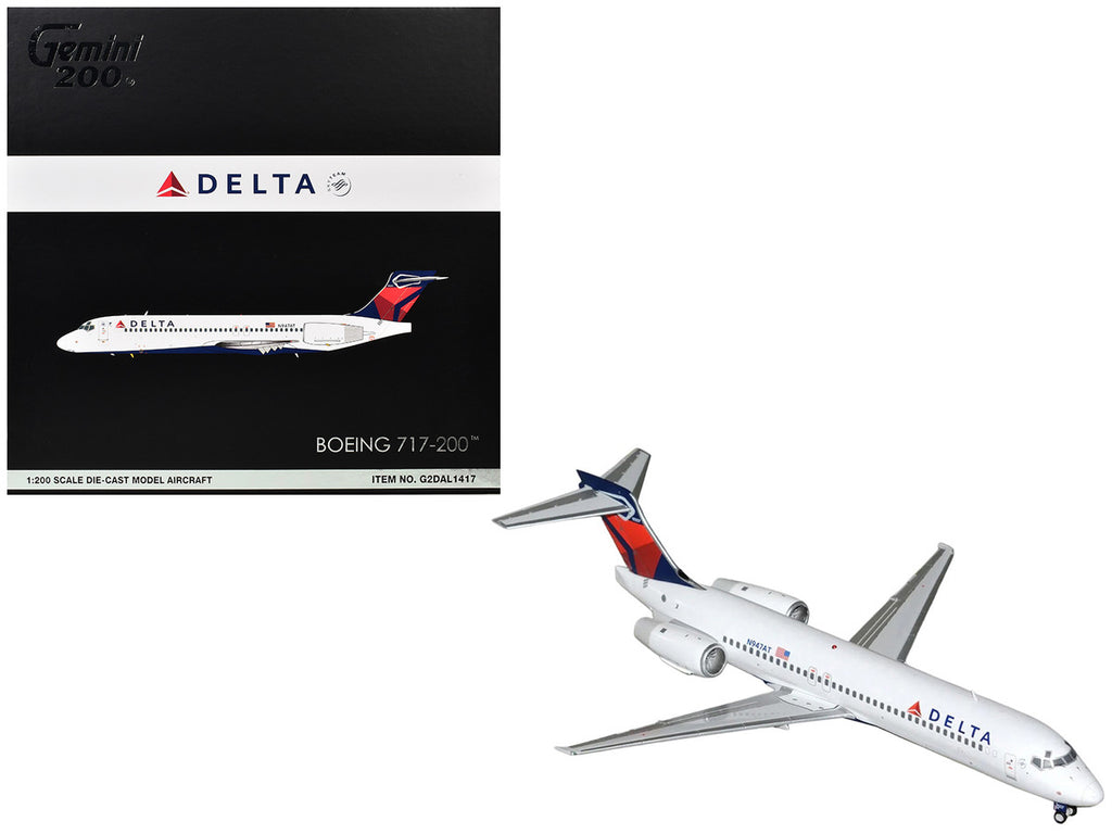 Boeing 717-200 Commercial Aircraft "Delta Air Lines" (N947AT) White with Blue and Red Tail "Gemini 200" Series 1/200 Diecast Model by GeminiJets-2