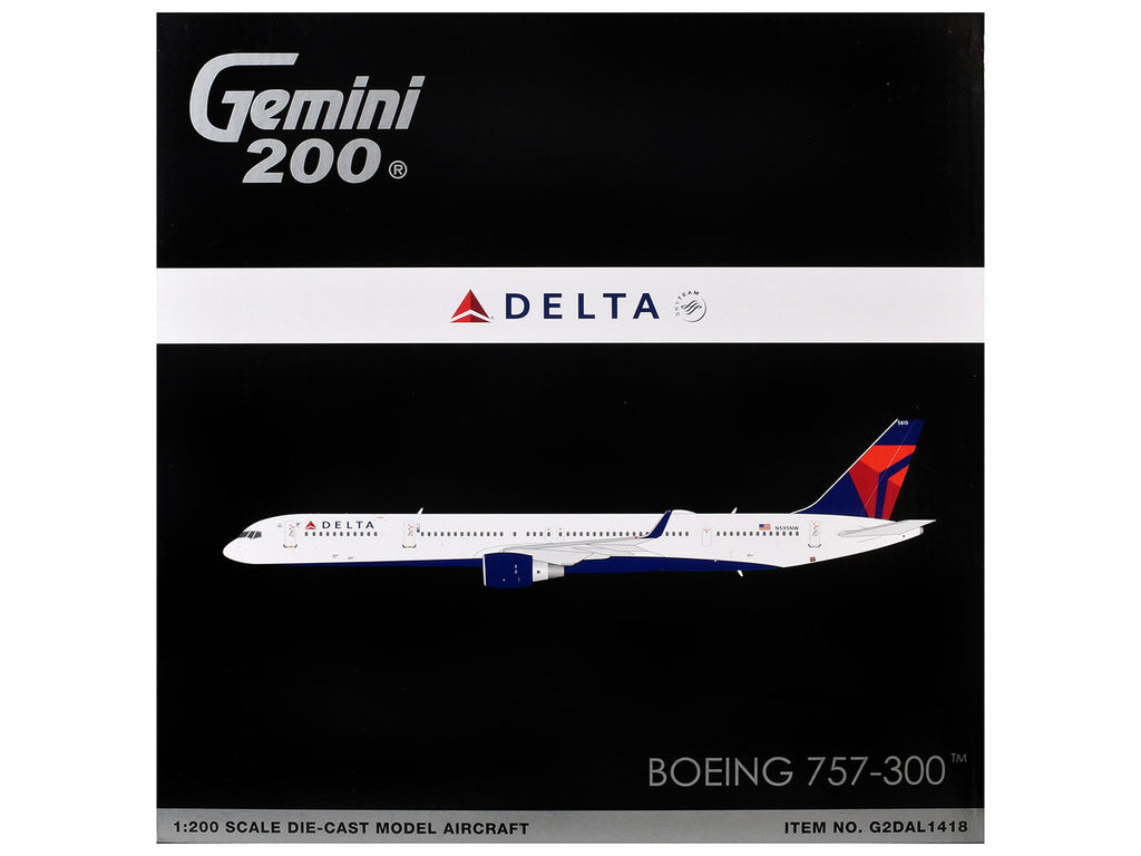 Boeing 757-300 Commercial Aircraft "Delta Air Lines" (N595NW) White with Blue and Red Tail "Gemini 200" Series 1/200 Diecast Model by GeminiJets-2