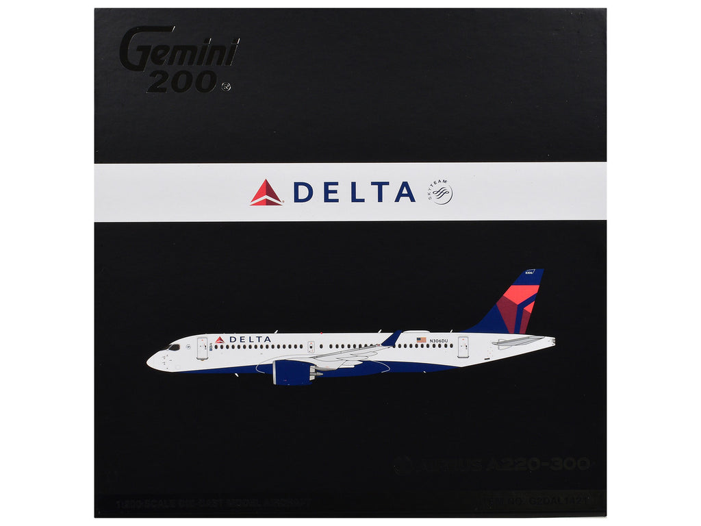 Airbus A220-300 Commercial Aircraft "Delta Air Lines" (N306DU) White with Red and Blue Tail "Gemini 200" Series 1/200 Diecast Model Airplane by GeminiJets-2