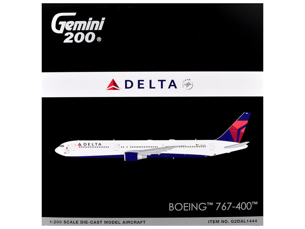 Boeing 767-400ER Commercial Aircraft "Delta Air Lines" (N482MH) White with Blue and Red Tail "Gemini 200" 1/200 Diecast Model Airplane by GeminiJets-2
