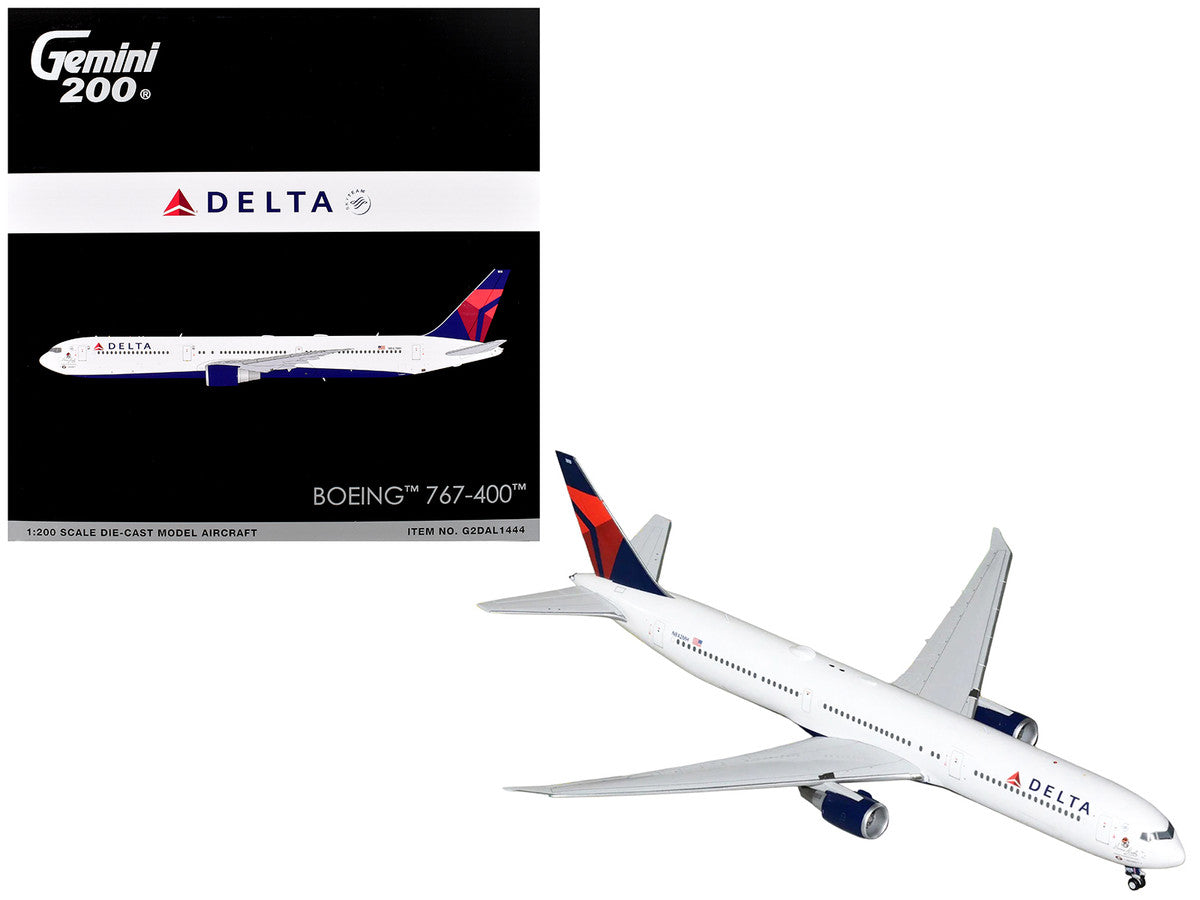 Boeing 767-400ER Commercial Aircraft "Delta Air Lines" (N482MH) White with Blue and Red Tail "Gemini 200" 1/200 Diecast Model Airplane by GeminiJets-0