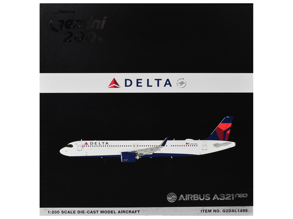 Airbus A321neo Commercial Aircraft "Delta Air Lines" (N502DX) White with Blue and Red Tail "Gemini 200" 1/200 Diecast Model Airplane by GeminiJets-2