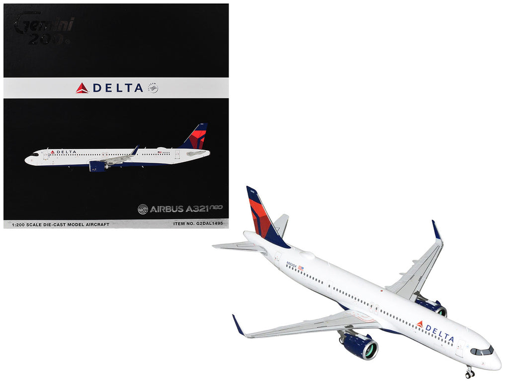 Airbus A321neo Commercial Aircraft "Delta Air Lines" (N502DX) White with Blue and Red Tail "Gemini 200" 1/200 Diecast Model Airplane by GeminiJets-0