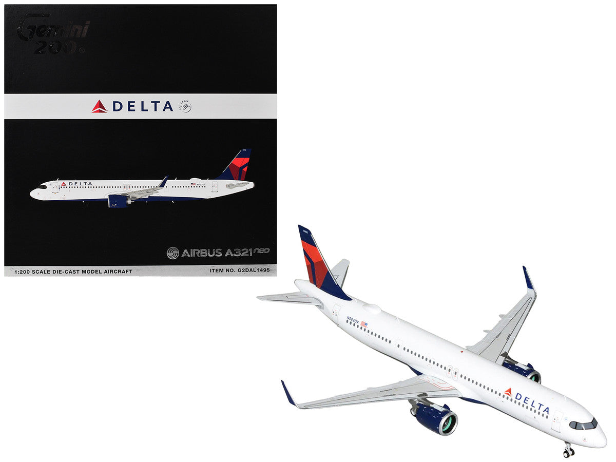 Airbus A321neo Commercial Aircraft "Delta Air Lines" (N502DX) White with Blue and Red Tail "Gemini 200" 1/200 Diecast Model Airplane by GeminiJets-0