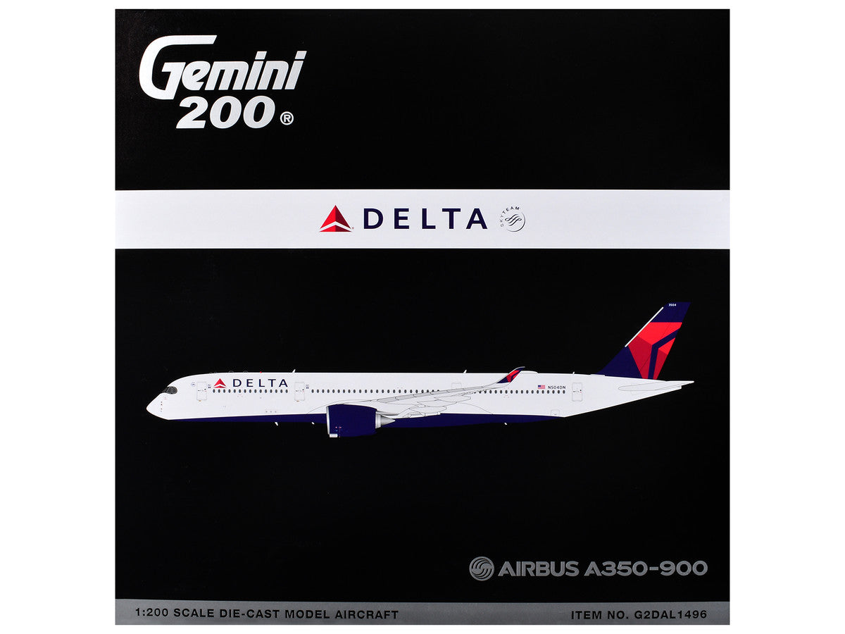 Airbus A350-900 Commercial Aircraft "Delta Air Lines" (N504DN) White with Red and Blue Tail "Gemini 200" Series 1/200 Diecast Model Airplane by GeminiJets-2