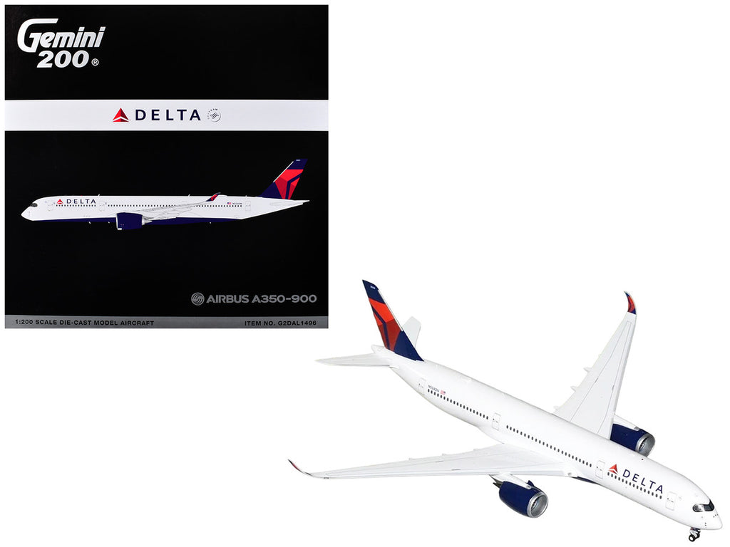 Airbus A350-900 Commercial Aircraft "Delta Air Lines" (N504DN) White with Red and Blue Tail "Gemini 200" Series 1/200 Diecast Model Airplane by GeminiJets-0