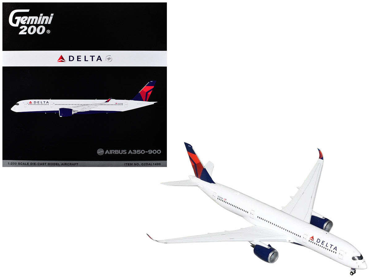 Airbus A350-900 Commercial Aircraft "Delta Air Lines" (N504DN) White with Red and Blue Tail "Gemini 200" Series 1/200 Diecast Model Airplane by GeminiJets-0