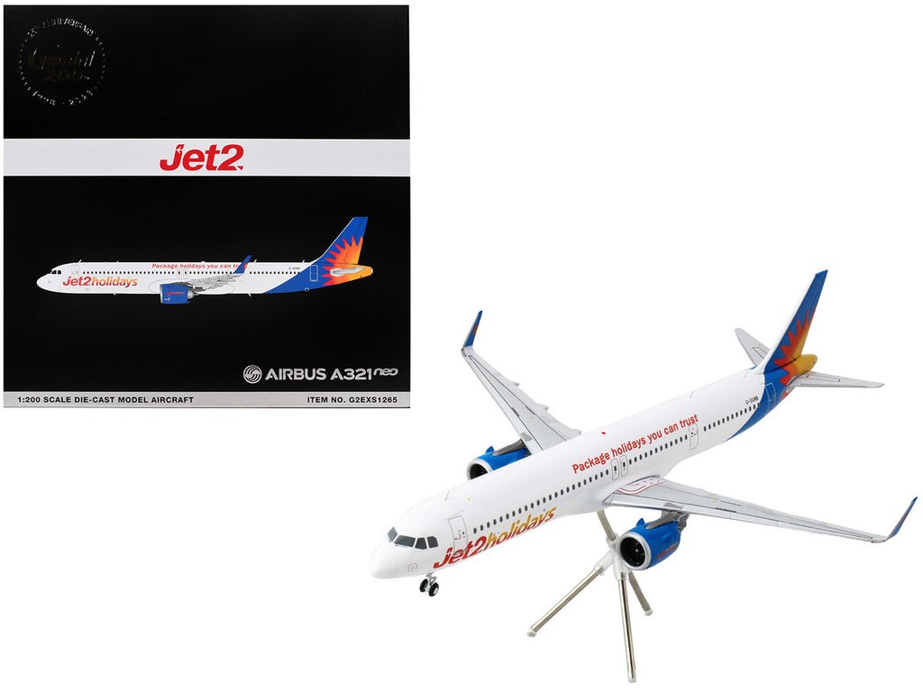 Airbus A321neo Commercial Aircraft "Jet2Holidays" (G-SUNB) White with Tail Graphics "Gemini 200" Series 1/200 Diecast Model Airplane by GeminiJets-0