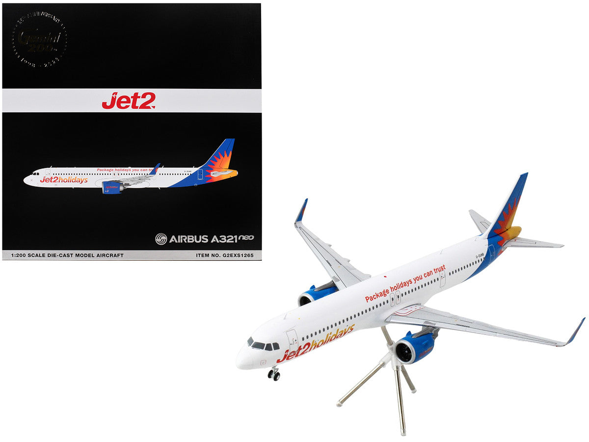 Airbus A321neo Commercial Aircraft "Jet2Holidays" (G-SUNB) White with Tail Graphics "Gemini 200" Series 1/200 Diecast Model Airplane by GeminiJets-0