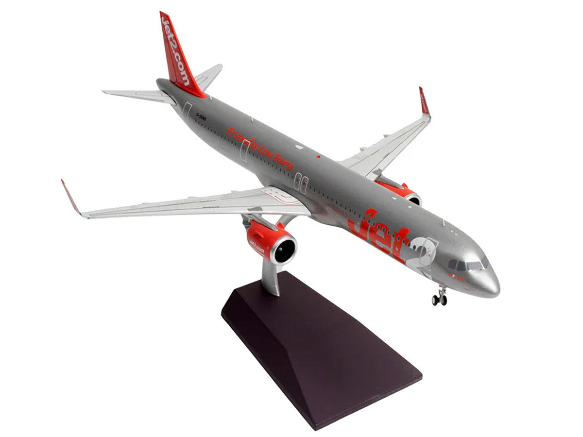 Airbus A321neo Commercial Aircraft "Jet2" (G-SUNO) Silver with Red Tail "Gemini 200" Series 1/200 Diecast Model Airplane by GeminiJets-2