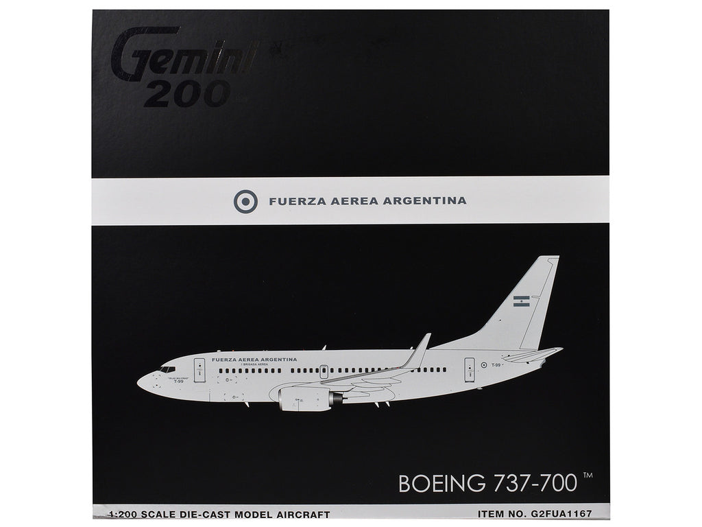 Boeing 737-700 Transport Aircraft "Fuerza Aerea Argentina (Air Force)" (T-99) Gray "Gemini 200" Series 1/200 Diecast Model Airplane by GeminiJets-2
