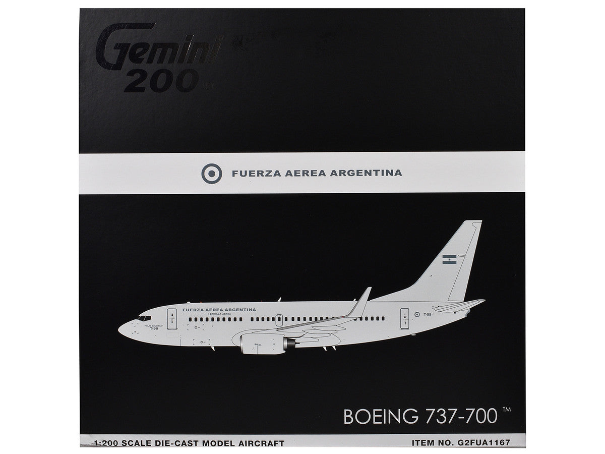 Boeing 737-700 Transport Aircraft "Fuerza Aerea Argentina (Air Force)" (T-99) Gray "Gemini 200" Series 1/200 Diecast Model Airplane by GeminiJets-2