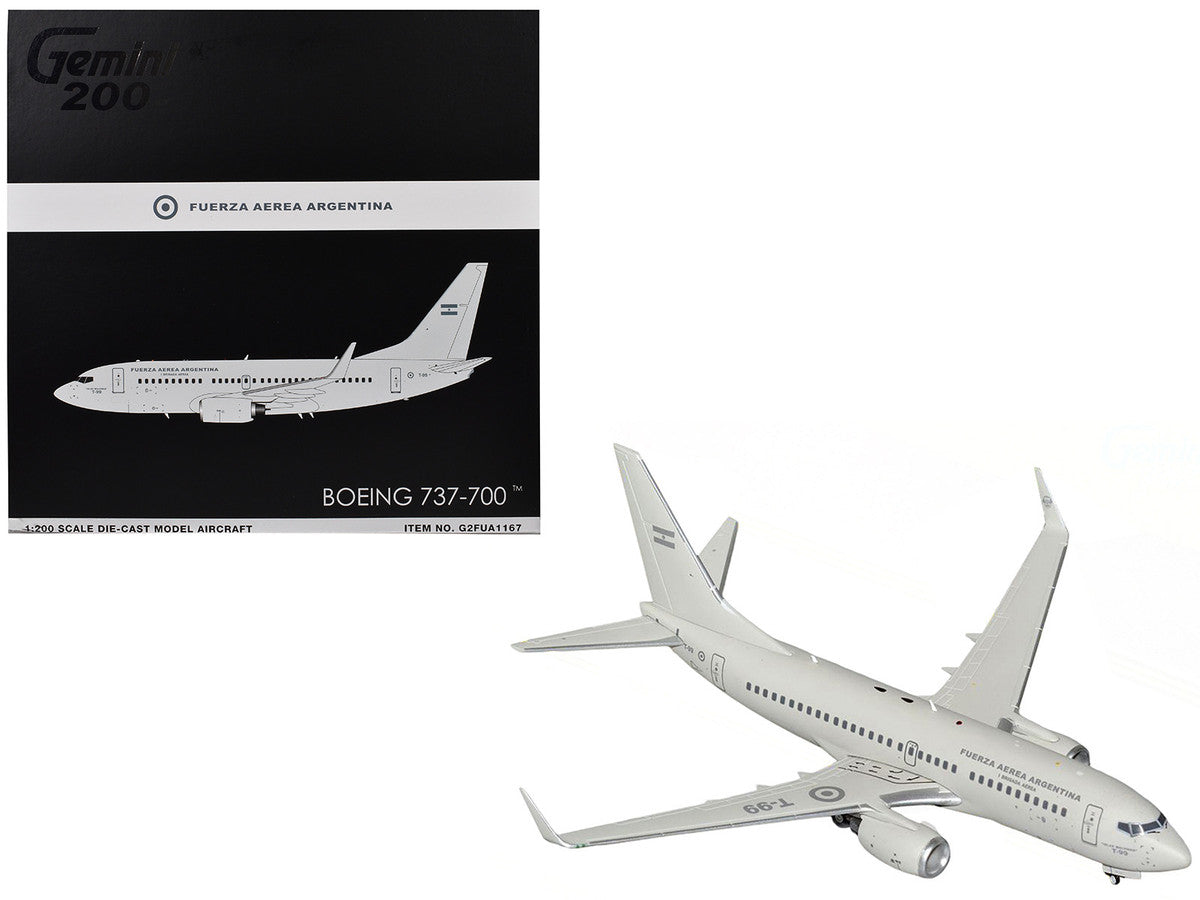 Boeing 737-700 Transport Aircraft "Fuerza Aerea Argentina (Air Force)" (T-99) Gray "Gemini 200" Series 1/200 Diecast Model Airplane by GeminiJets-0
