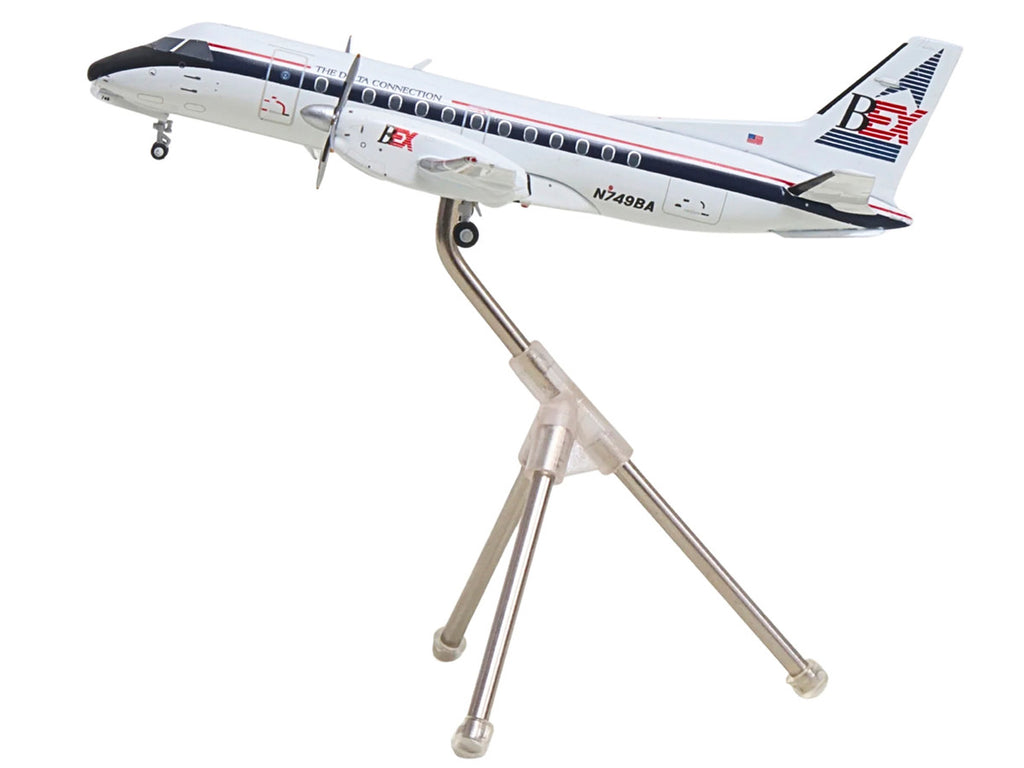 Saab 340A Commercial Aircraft "Delta Connection - Business Express Airlines" (N749BA) White with Dark Blue and Red Stripes "Gemini 200" Series 1/200 Diecast Model by GeminiJets-1