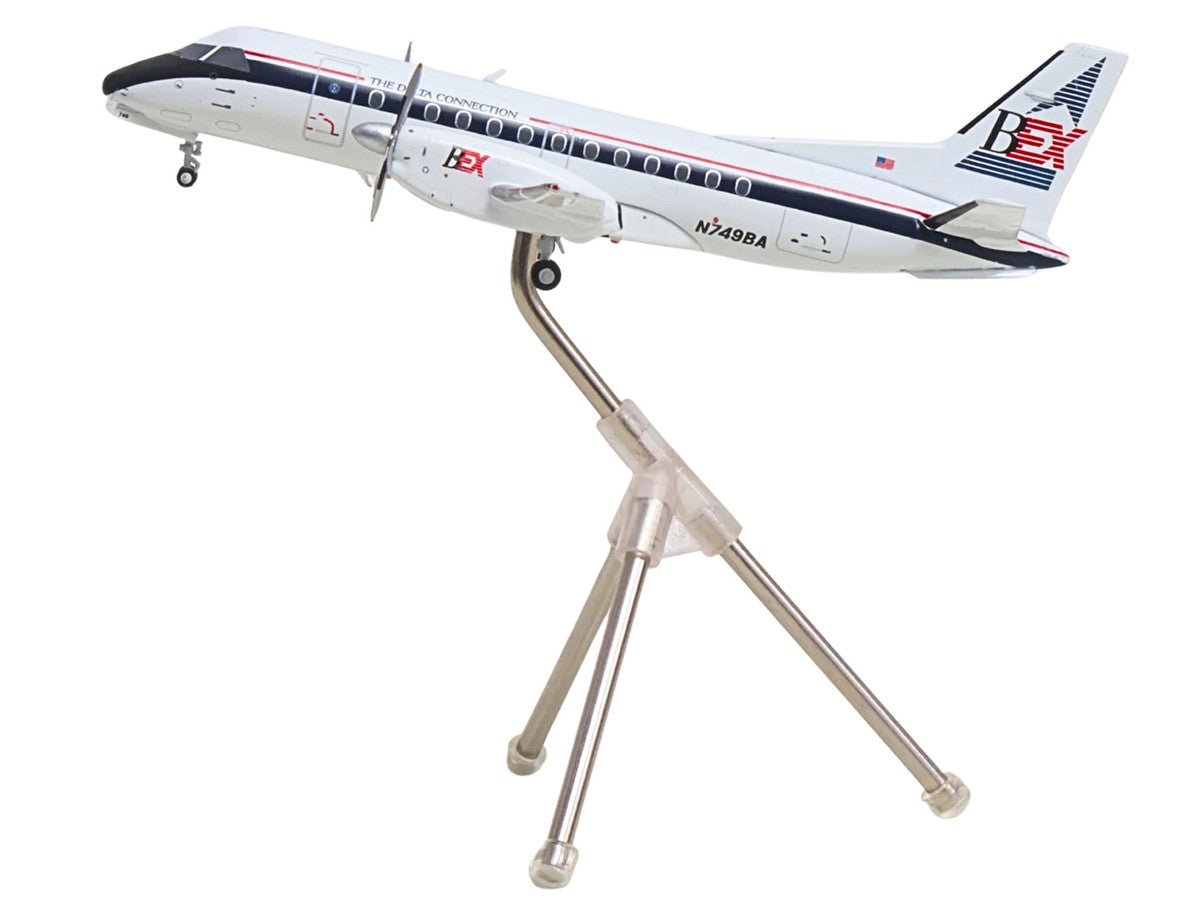 Saab 340A Commercial Aircraft "Delta Connection - Business Express Airlines" (N749BA) White with Dark Blue and Red Stripes "Gemini 200" Series 1/200 Diecast Model by GeminiJets-1