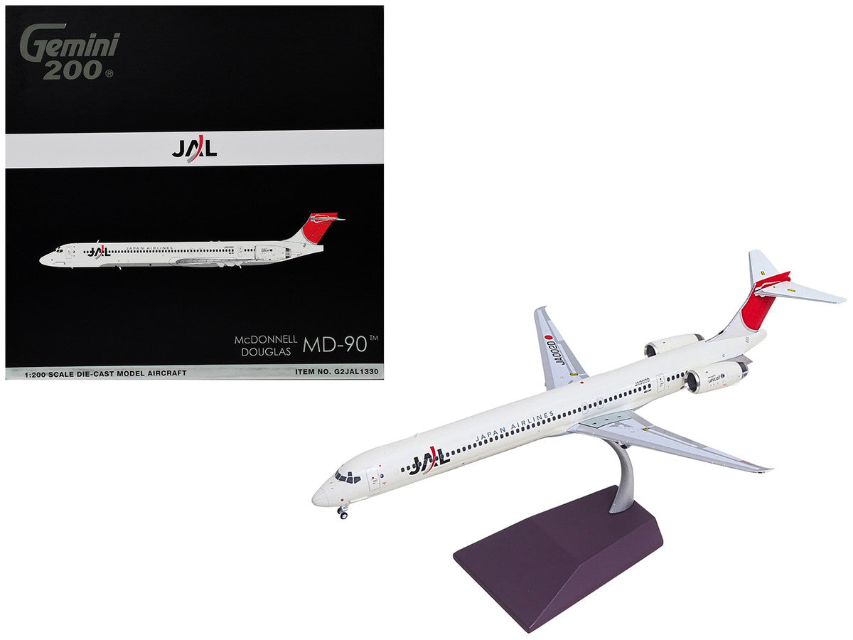 McDonnell Douglas MD-90 Commercial Aircraft "Japan Airlines" (JA002D) White with Red Tail "Gemini 200" Series 1/200 Diecast Model by GeminiJets-4