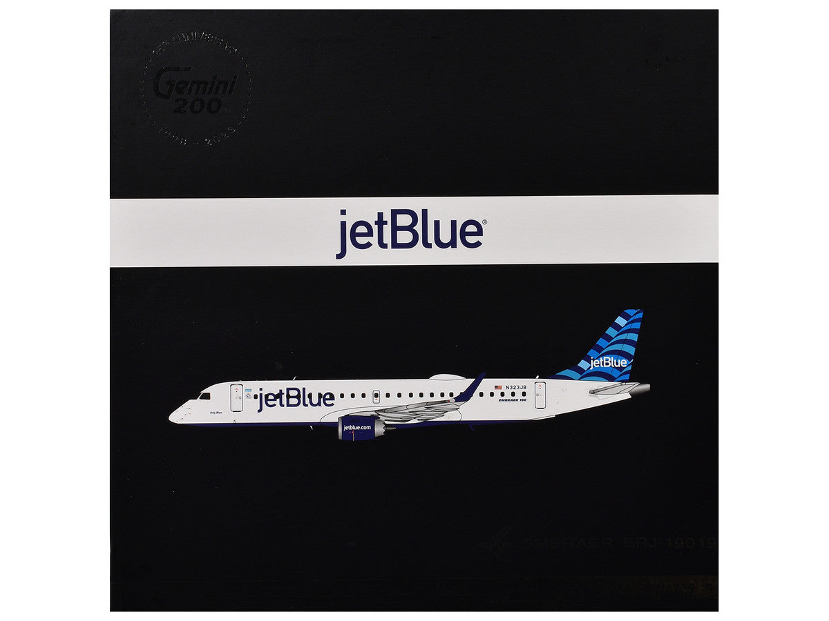 Embraer ERJ-190 Commercial Aircraft "JetBlue Airways" (N323JB) White with Blue Striped Tail "Gemini 200" Series 1/200 Diecast Model Airplane by GeminiJets-2