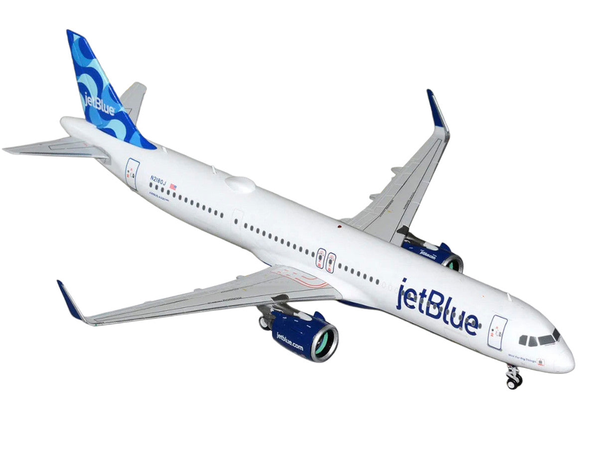 Airbus A321neo Commercial Aircraft "JetBlue Airways" (N2180J) White with Blue Tail "Gemini 200" Series 1/200 Diecast Model by GeminiJets-1
