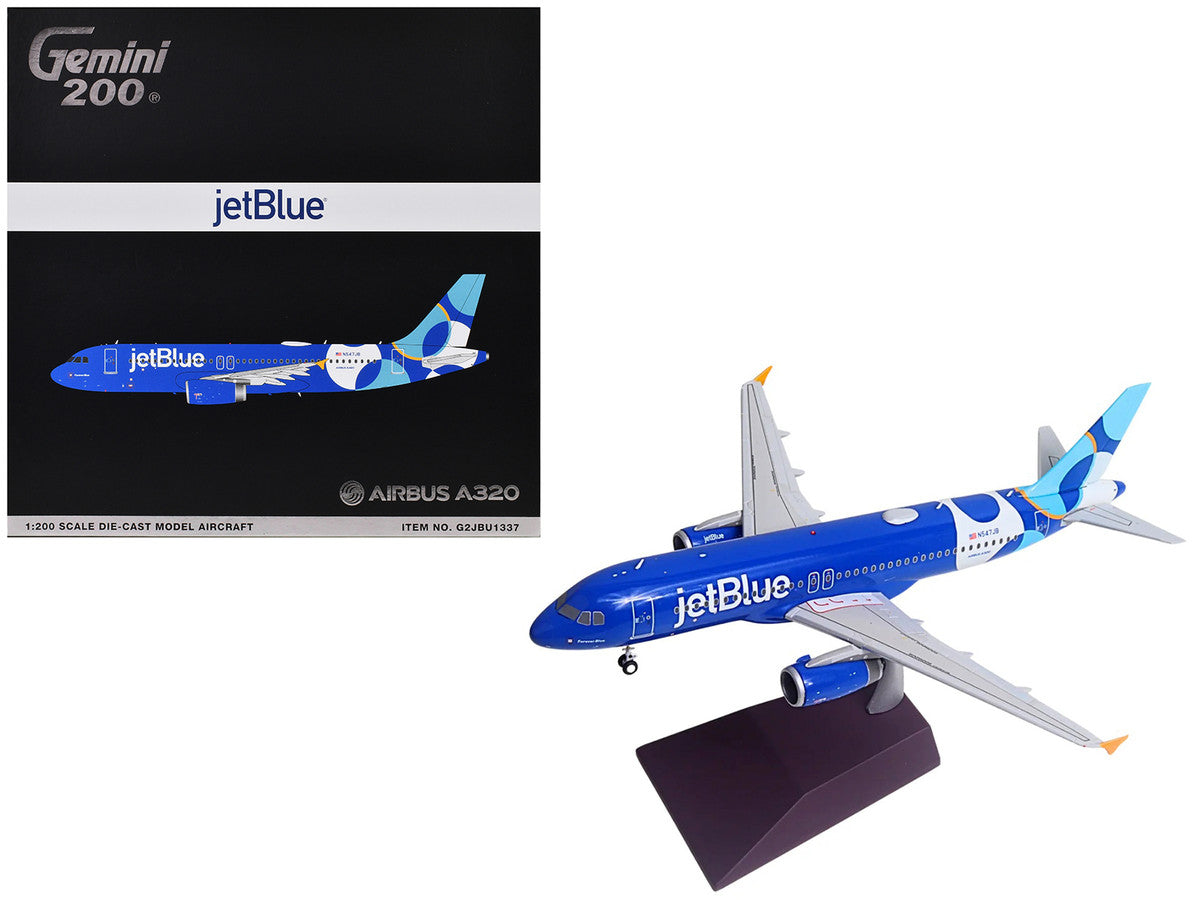 Airbus A320 Commercial Aircraft "JetBlue Airways - Forever Blue" (N547JB) Blue with Graphics "Gemini 200" Series 1/200 Diecast Model Airplane by GeminiJets-4