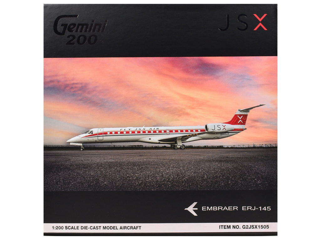 Embraer ERJ-145 Commercial Aircraft "JSX" (N960JX) White with Red Stripes "Gemini 200" Series 1/200 Diecast Model Airplane by GeminiJets-2