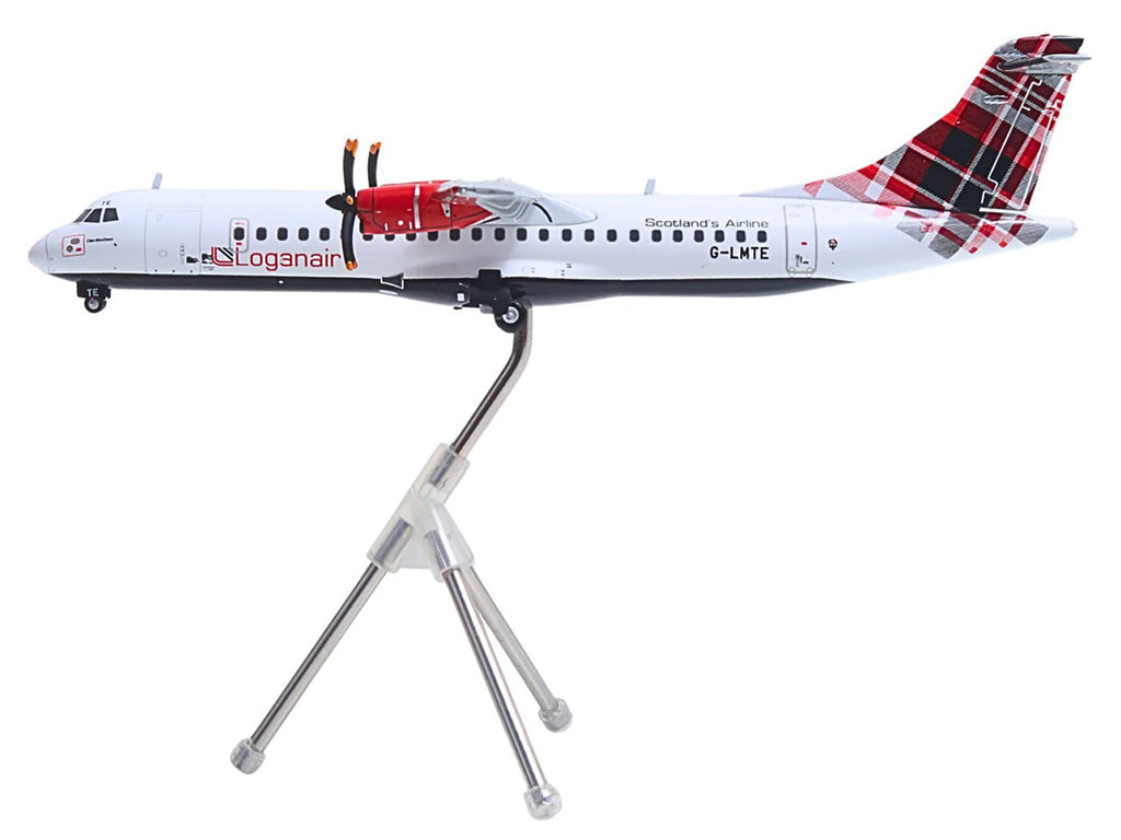 ATR 72-600 Commercial Aircraft "Loganair - Scotland's Airline" (G-LMTE) White with Red Plaid Tail "Gemini 200" Series 1/200 Diecast Model Airplane by GeminiJets-2