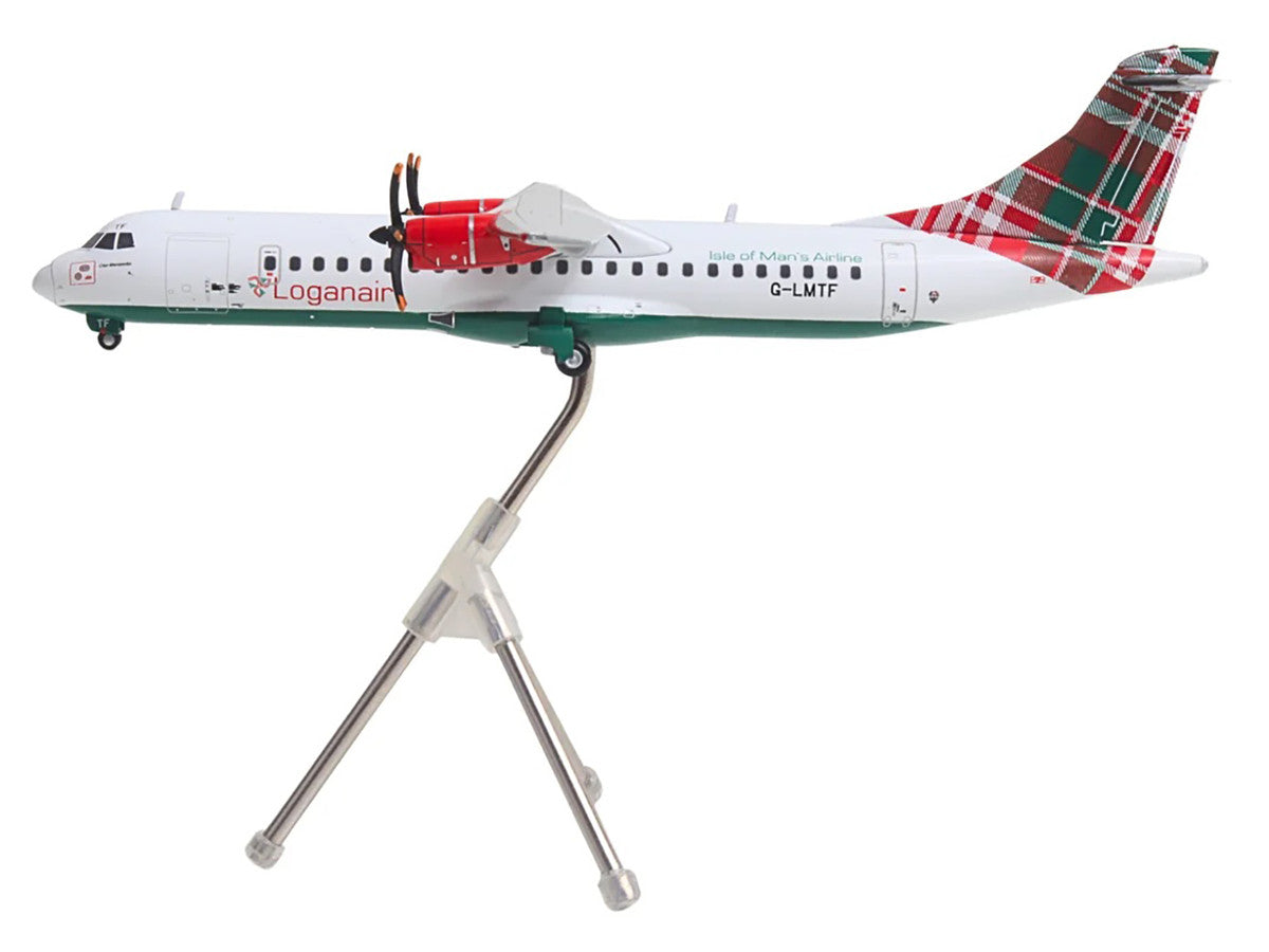 ATR 72-600 Commercial Aircraft "Loganair - Isle of Man's Airline" (G-LMTF) White with Green and Red Plaid Tail "Gemini 200" Series 1/200 Diecast Model Airplane by GeminiJets-0