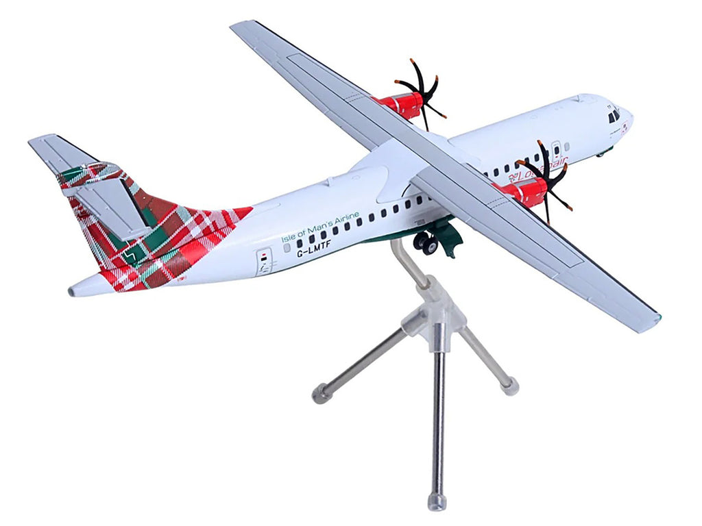 ATR 72-600 Commercial Aircraft "Loganair - Isle of Man's Airline" (G-LMTF) White with Green and Red Plaid Tail "Gemini 200" Series 1/200 Diecast Model Airplane by GeminiJets-1