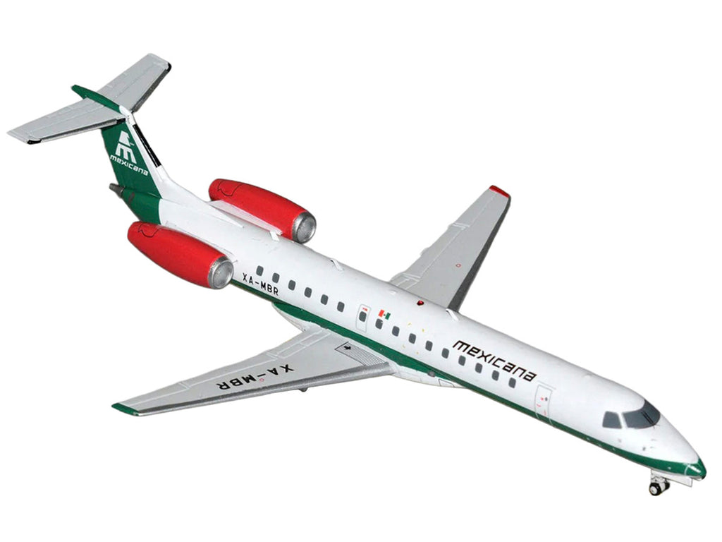Embraer ERJ-145 Commercial Aircraft "Mexicana de Aviacion" (XA-MBR) White with Green Stripes and Tail "Gemini 200" Series 1/200 Diecast Model by GeminiJets-1