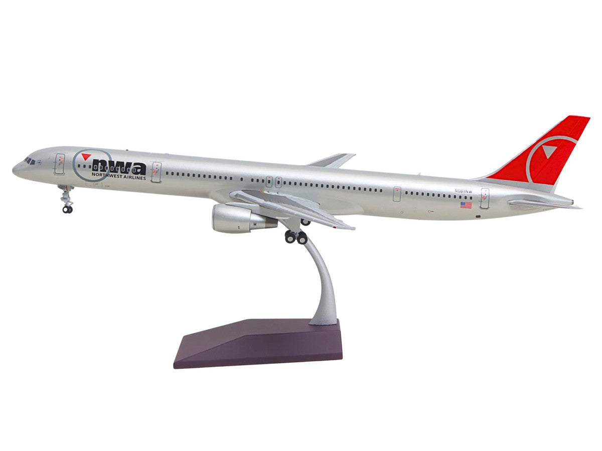 Boeing 757-300 Commercial Aircraft "Northwest Airlines" (N587NW) Silver with Red Tail "Gemini 200" Series 1/200 Diecast Model by GeminiJets-1