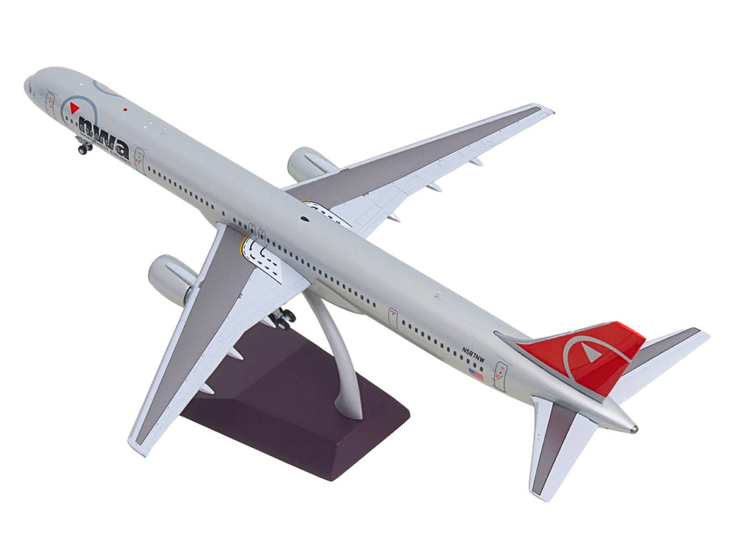 Boeing 757-300 Commercial Aircraft "Northwest Airlines" (N587NW) Silver with Red Tail "Gemini 200" Series 1/200 Diecast Model by GeminiJets-3