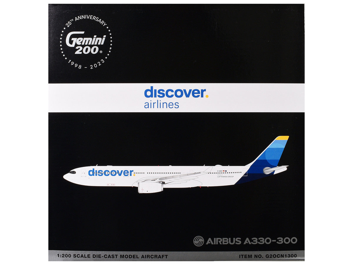 Airbus A330-300 Commercial Aircraft "Discover Airlines" (D-AIKK) White with Blue Tail "Gemini 200" Series 1/200 Diecast Model Airplane by GeminiJets-1