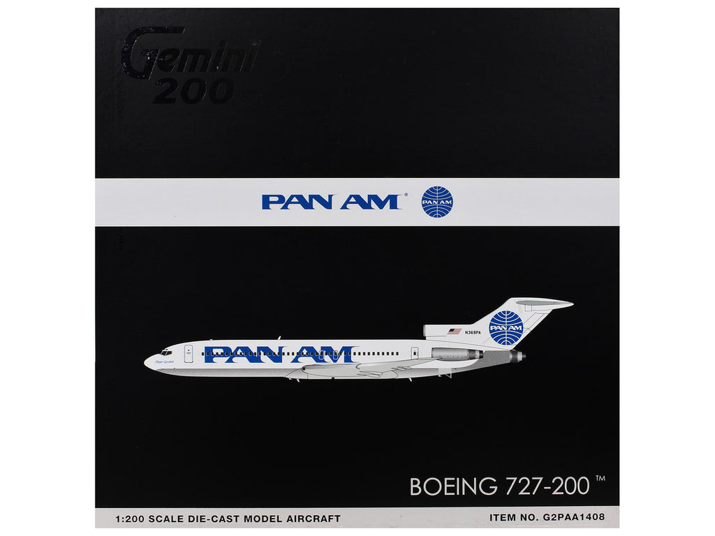 Boeing 727-200 Commercial Aircraft "Pan American World Airways - Clipper Goodwill" (N368PA) White with Blue Tail Graphics "Gemini 200" Series 1/200 Diecast Model Airplane by GeminiJets-2
