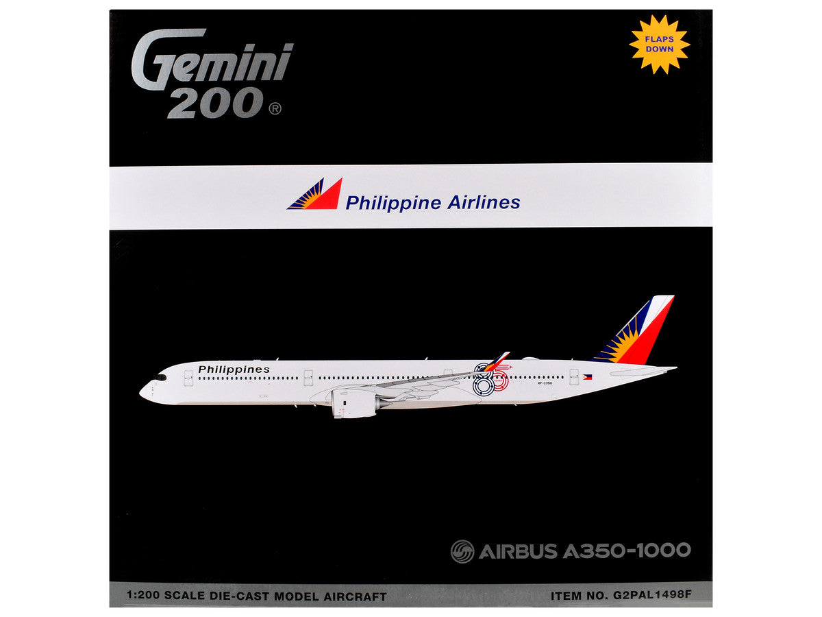 Airbus A350-1000 Commercial Aircraft with Flaps Down "Philippine Airlines" (RP-C3510) White with Tail Graphics "Gemini 200" 1/200 Diecast Model Airplane by GeminiJets-2
