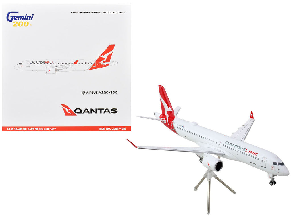 Airbus A220-300 Commercial Aircraft "QantasLink - Qantas Airways" (VH-4XB) White with Red Tail "Gemini 200" Series 1/200 Diecast Model Airplane by GeminiJets-2