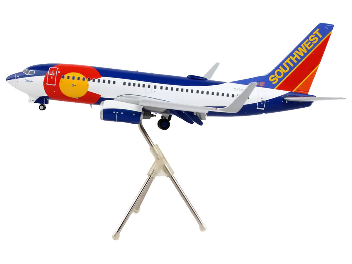 Boeing 737-700 Commercial Aircraft with Flaps Down Configuration "Southwest Airlines - Colorado One" (N230WN) White and Blue "Gemini 200" Series 1/200 Diecast Model Airplane by GeminiJets-1