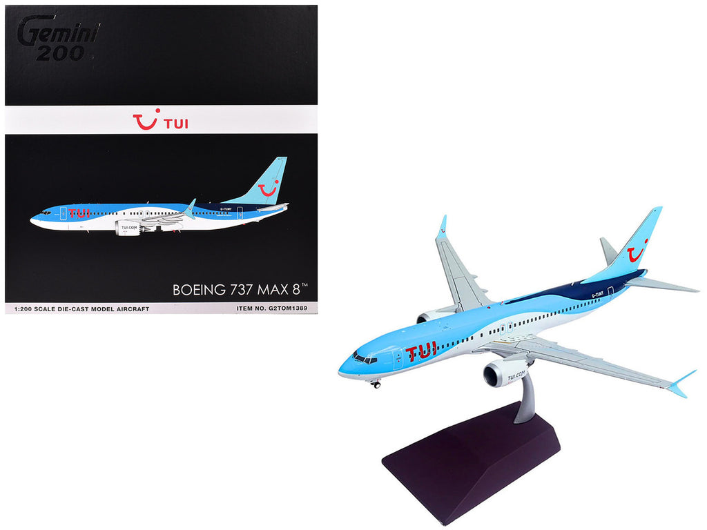 Boeing 737 MAX 8 Commercial Aircraft "TUI Airways" (G-TUMY) Blue and White "Gemini 200" Series 1/200 Diecast Model Airplane by GeminiJets-3
