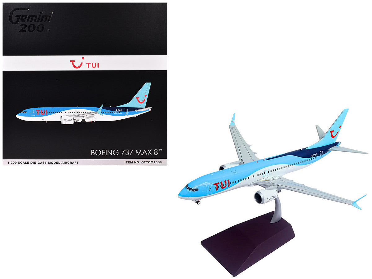 Boeing 737 MAX 8 Commercial Aircraft "TUI Airways" (G-TUMY) Blue and White "Gemini 200" Series 1/200 Diecast Model Airplane by GeminiJets-3