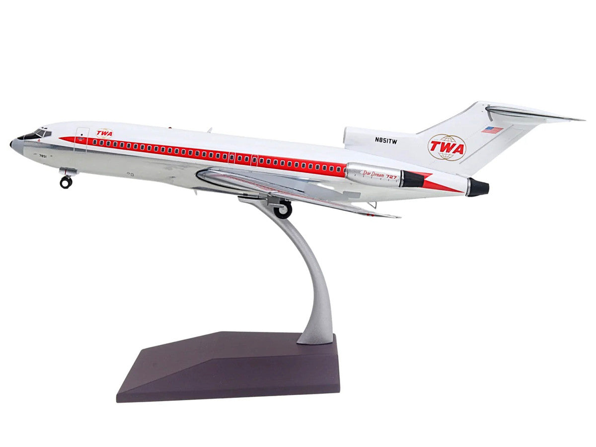 Boeing 727-100 Commercial Aircraft "Trans World Airlines (TWA)" (N851TW) White with Red Stripes "Gemini 200" Series 1/200 Diecast Model Airplane by GeminiJets-0