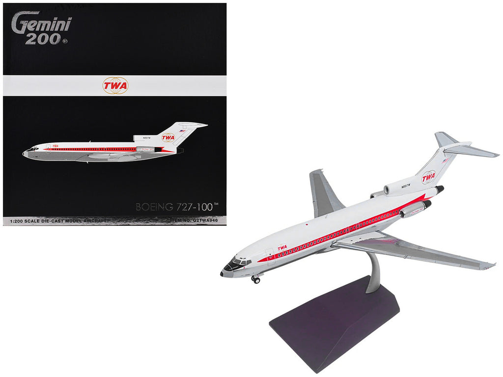 Boeing 727-100 Commercial Aircraft "Trans World Airlines (TWA)" (N851TW) White with Red Stripes "Gemini 200" Series 1/200 Diecast Model Airplane by GeminiJets-3