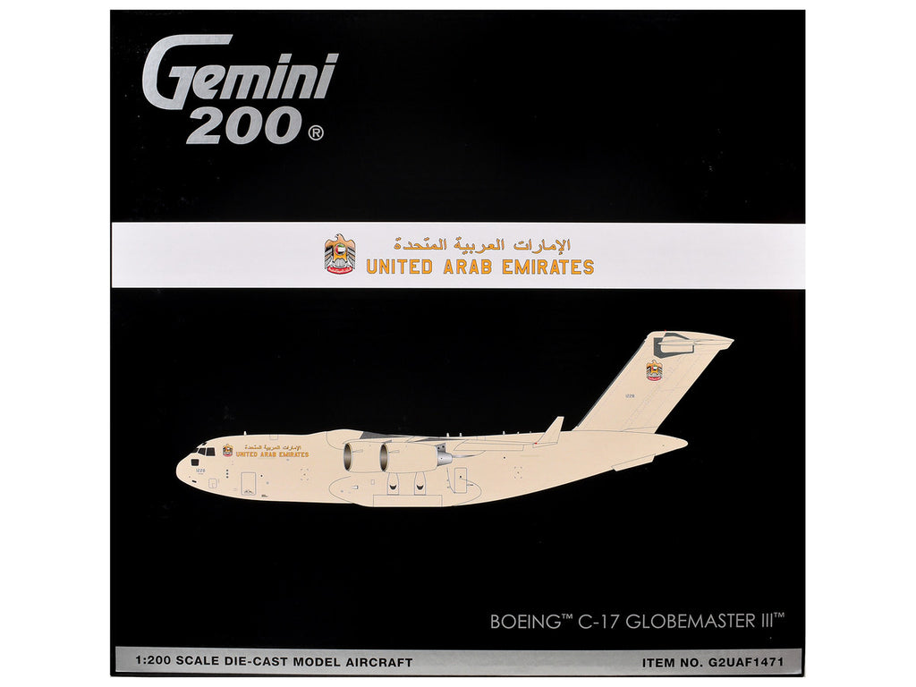 Boeing C-17 Globemaster III Transport Aircraft "United Arab Emirates Air Force" (1228) Beige "Gemini 200" 1/200 Diecast Model Airplane by GeminiJets-2