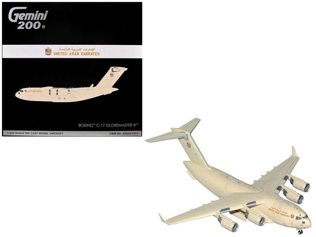 Boeing C-17 Globemaster III Transport Aircraft "United Arab Emirates Air Force" (1228) Beige "Gemini 200" 1/200 Diecast Model Airplane by GeminiJets-0