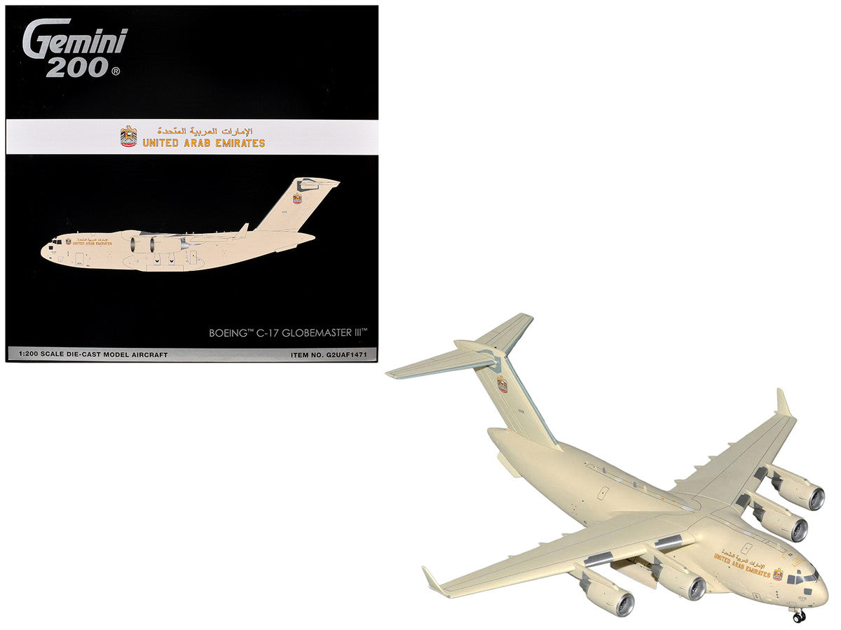 Boeing C-17 Globemaster III Transport Aircraft "United Arab Emirates Air Force" (1228) Beige "Gemini 200" 1/200 Diecast Model Airplane by GeminiJets-0