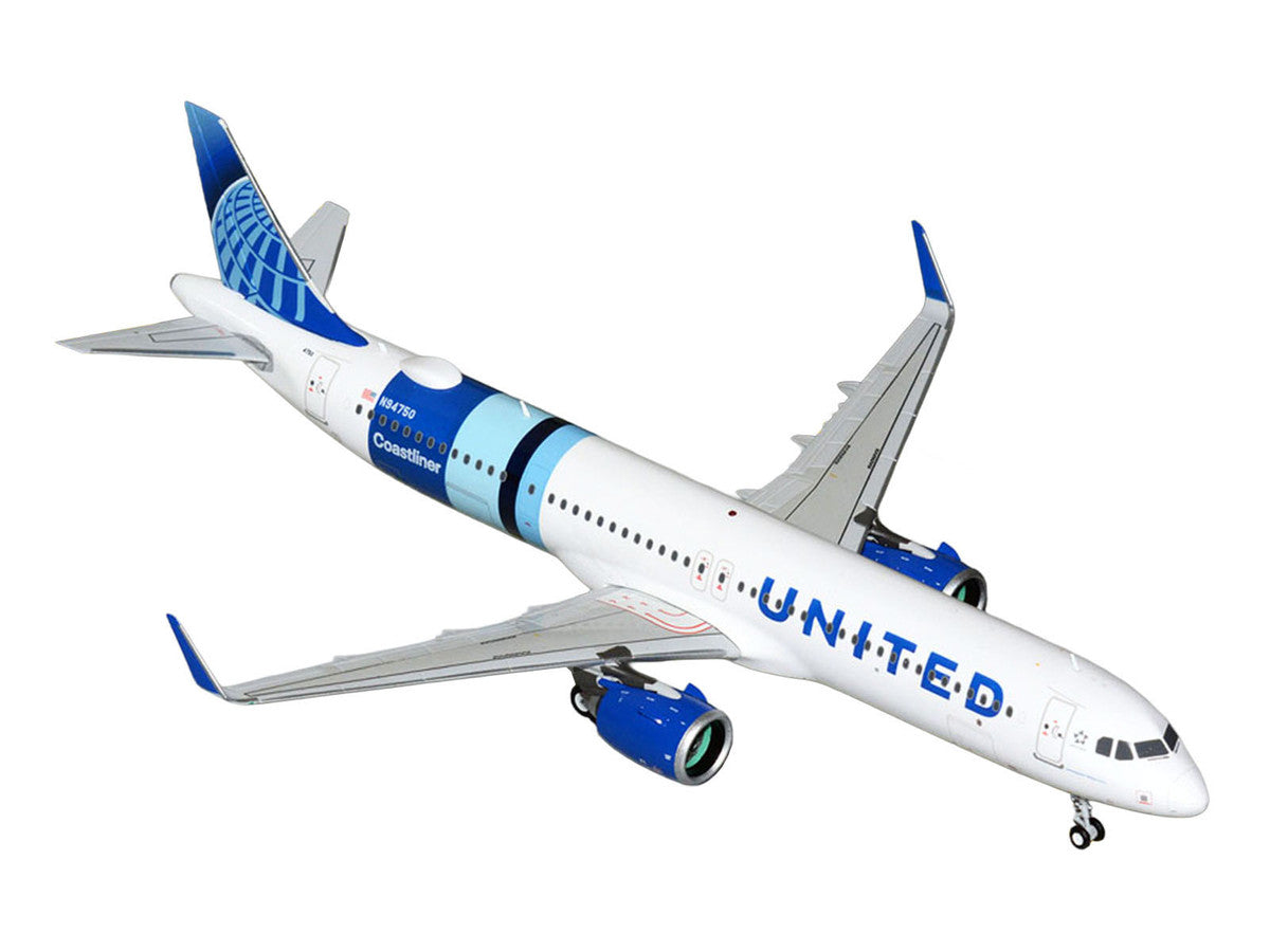 Airbus A321neo Commercial Aircraft "United Airlines Coastliner" (N94750) White with Blue Stripes "Gemini 200" Series 1/200 Diecast Model Airplane by GeminiJets-1
