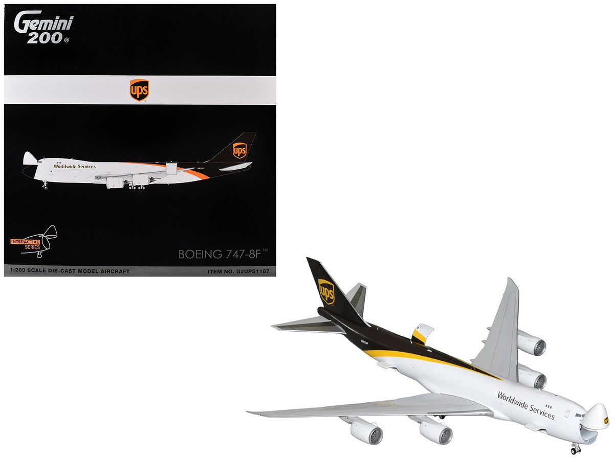 Boeing 747-8F Commercial Aircraft "UPS Worldwide Services" (N607UP) White with Brown Tail "Gemini 200 - Interactive Series" Series 1/200 Diecast Model by GeminiJets-2
