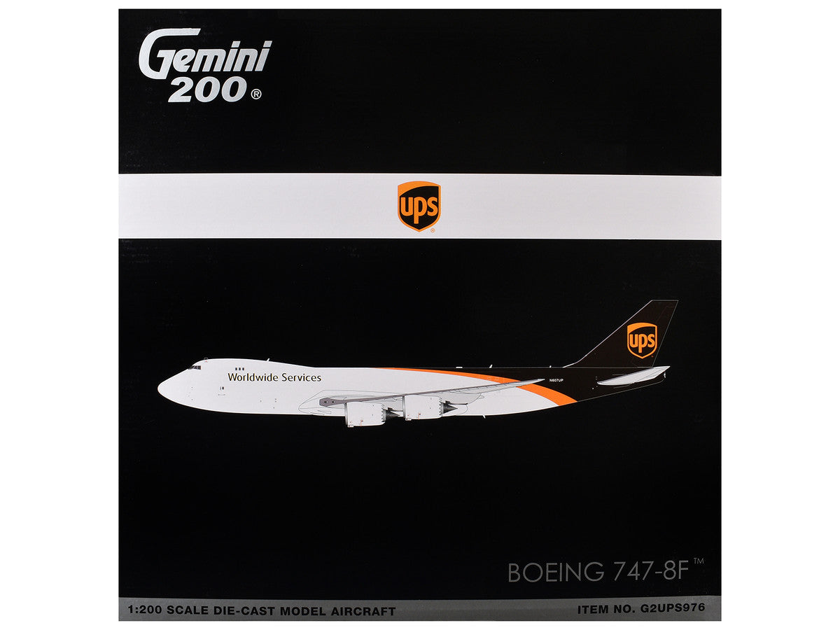Boeing 747-8F Commercial Aircraft "UPS Worldwide Services" (N607UP) White with Brown Tail "Gemini 200" Series 1/200 Diecast Model by GeminiJets-1